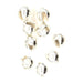 Gold and silver beads on a white background