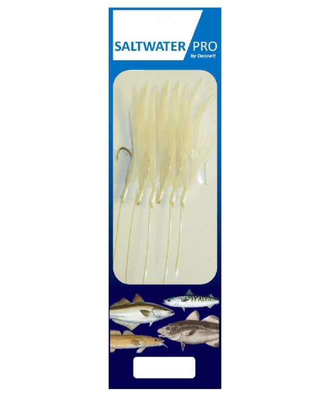 DENNETT SALTWATER PRO 6 HOOK WHITE FEATHER RIGS