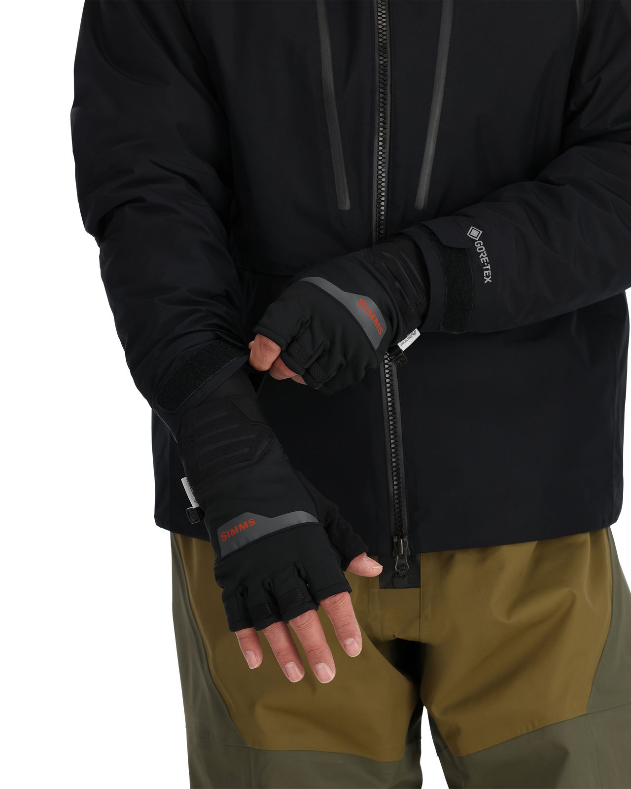 SIMMS WINDSTOPPER HALF-FINGER GLOVE BLACK