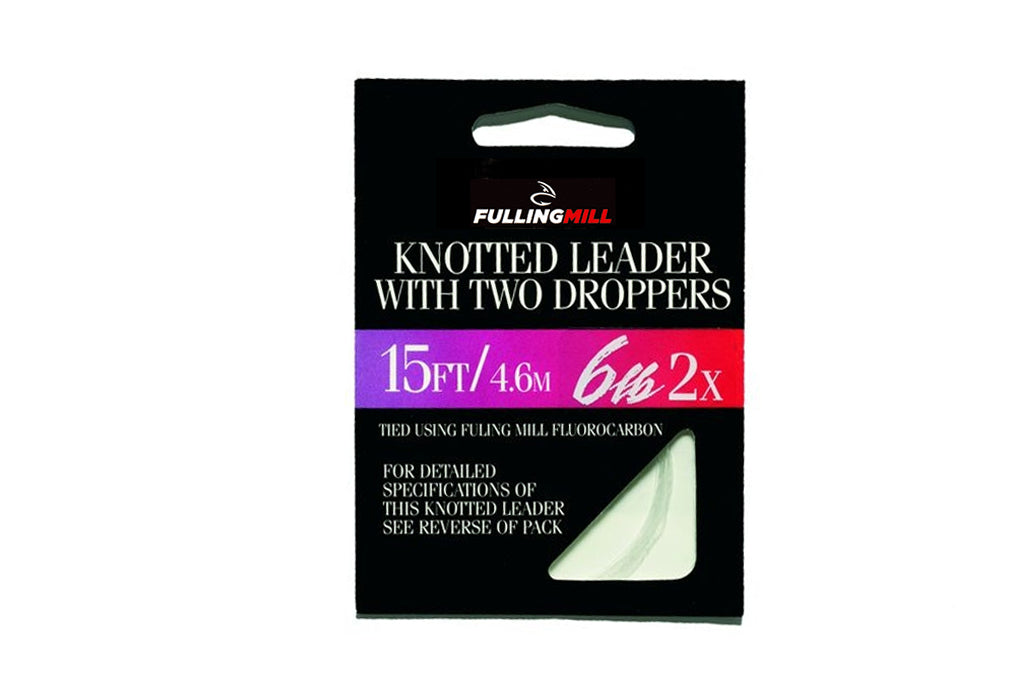 FULLING MILL KNOTTED LEADER WITH TWO DROPPERS 15' — Rod And Tackle Limited