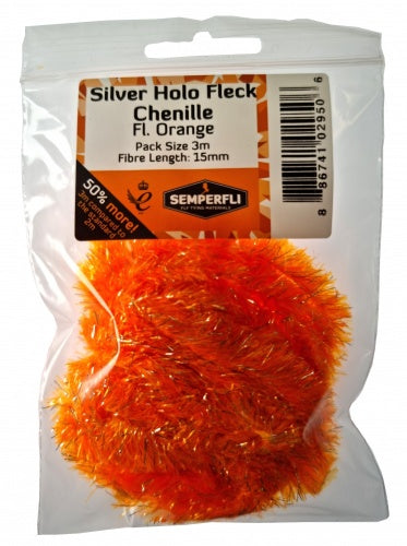 Silver Holographic Fleck 15mm Large Fl Orange