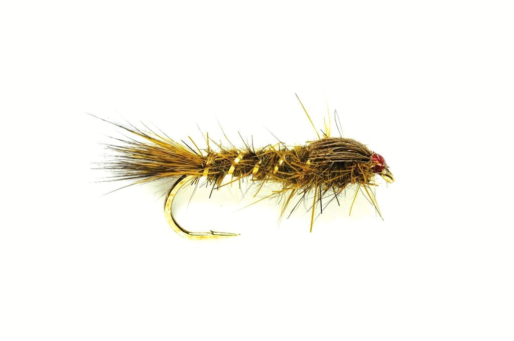 FULLING MILL GOLD RIBBED HARES EAR OLIVE WEIGHTED